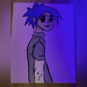 Acrylic painting of 2D from gorillaz
